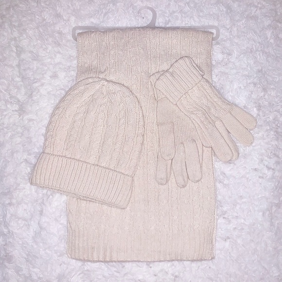 ✨White Scarf knitting wool Set Cold Weather Hat and scarves sets for women✨ - Picture 3 of 9